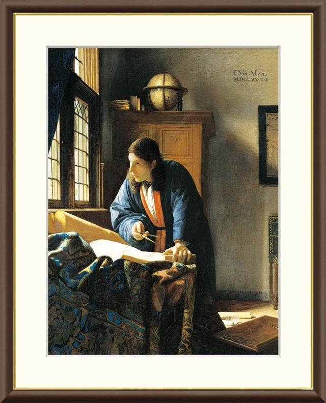 高精細デジタル額装版画 世界の名画 フェルメール 「 地理学者 」 サイズ F6号拍卖