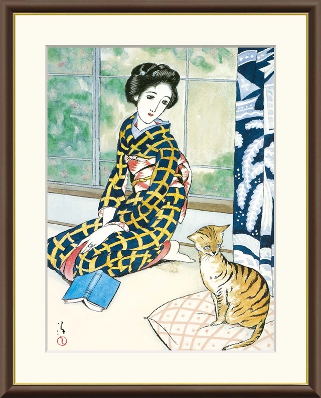 高精細デジタル額装版画 日本の名画 竹久夢二 (たけひさ ゆめじ) 「 晩春 」 サイズ F6号拍卖