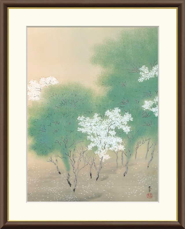 高精細デジタル額装版画 日本の名画 菱田春草 (ひしだ しゅんそう) 「 春色 」 サイズ F8号拍卖