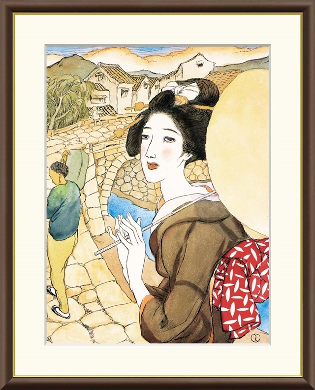 高精細デジタル額装版画 日本の名画 竹久夢二 (たけひさ ゆめじ) 「 眼鏡橋 」 サイズ F4号拍卖