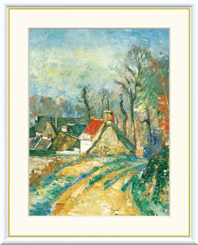高精細デジタル額装版画 世界の名画 セザンヌ 「 オーヴェルの曲がり道 」 サイズ F8号拍卖