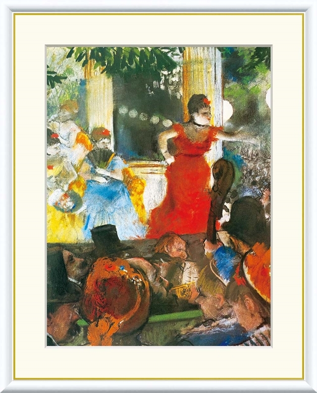 高精細デジタル額装版画 世界の名画 ドガ 「 カフェ・コンセール、レザンバサドゥール 」 サイズ F8号拍卖