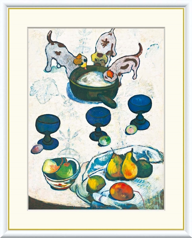 高精細デジタル額装版画 世界の名画 ゴーギャン 「 3匹の子犬 」 サイズ F4号拍卖