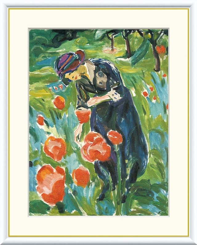 高精細デジタル額装版画 世界の名画 ムンク 「 ポピーを持つ女性 」 サイズ F6号拍卖