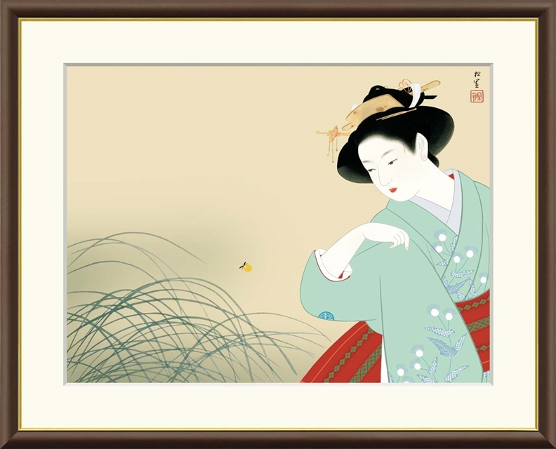 高精細デジタル額装版画 日本の名画 上村松園 (うえむら しょうえん) 「 新螢 」 サイズ F8号拍卖