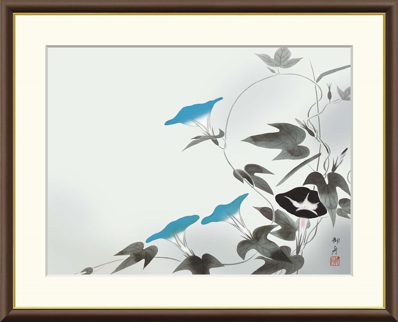 高精細デジタル額装版画 日本の名画 速水御舟 (はやみ ぎょしゅう) 「 朝顔 」 サイズ F8号拍卖