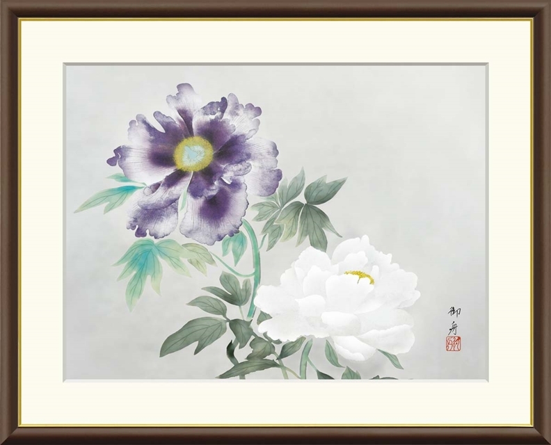 高精細デジタル額装版画 日本の名画 速水御舟 (はやみ ぎょしゅう) 「 牡丹双華 」 サイズ F6号拍卖