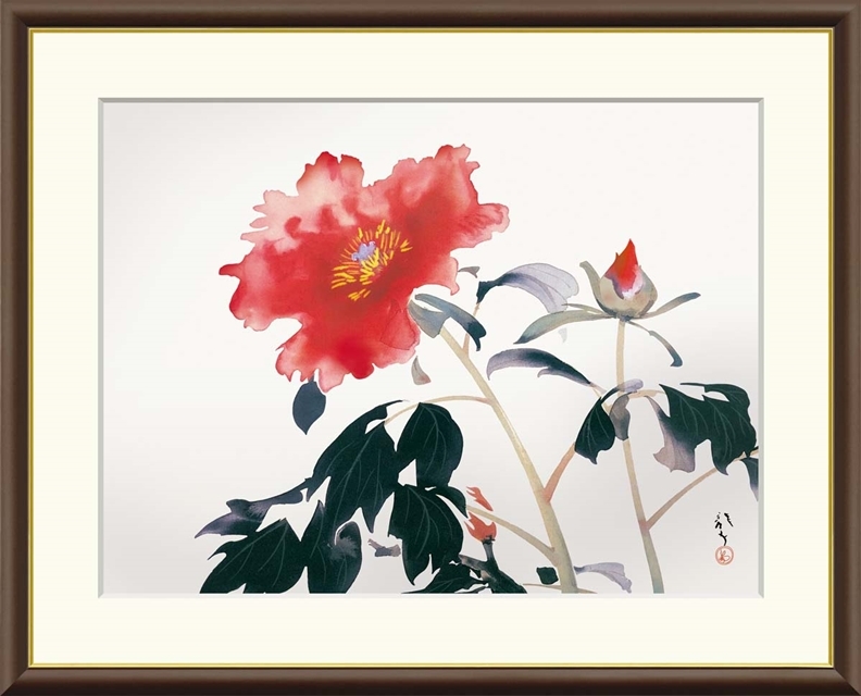 高精細デジタル額装版画 日本の名画 小林古径 (こばやしこけい) 「 牡丹 」 サイズ F4号拍卖