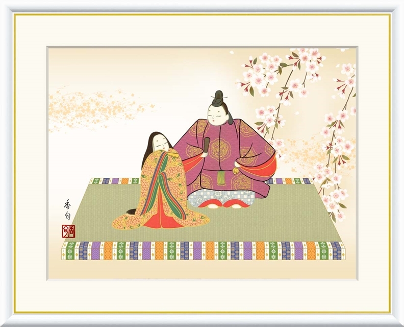 高精細デジタル額装版画 現代日本画 節句画 桃の節句 「 吉祥雛 」 サイズ F4号拍卖