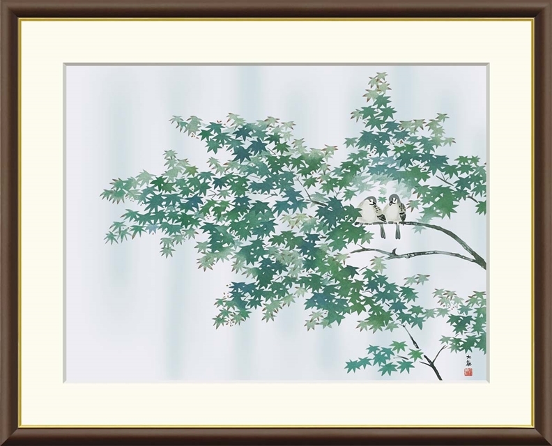 高精細デジタル額装版画 日本の名画 横山大観 (よこやま たいかん) 「 緑雨 」 サイズ F8号拍卖