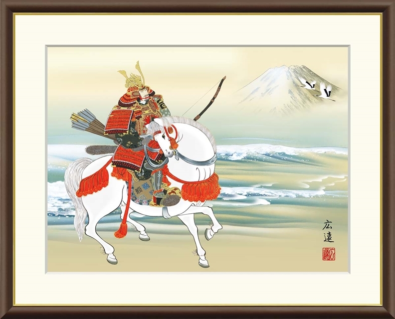 高精細デジタル額装版画 現代日本画 節句画 端午の節句 「 馬上武者 」 サイズ F8号拍卖
