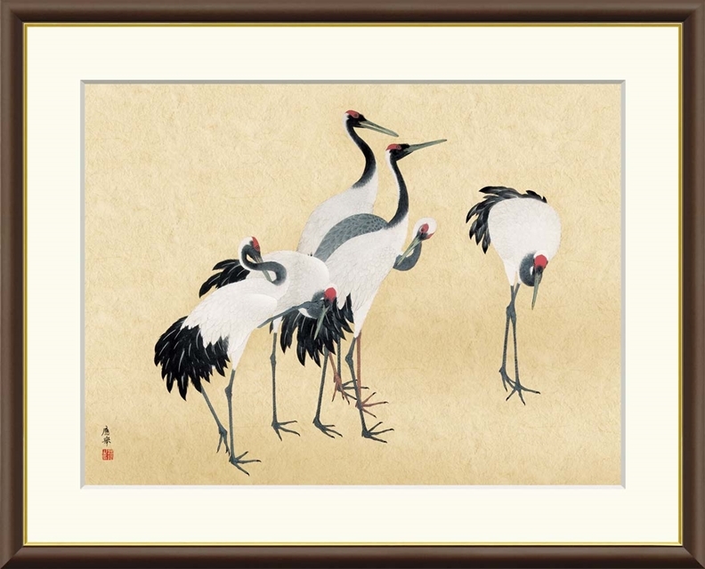 高精細デジタル額装版画 日本の名画 円山応挙 (まるやま おうきょ) 「 群鶴図 」 サイズ F8号拍卖