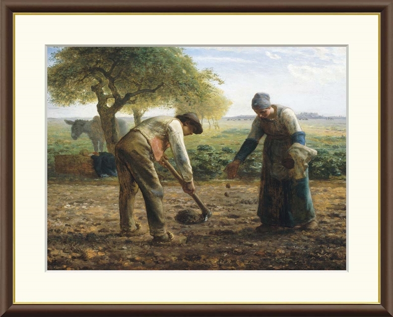 高精細デジタル額装版画 世界の名画 ミレー 「 馬鈴薯植え 」 サイズ F4号拍卖