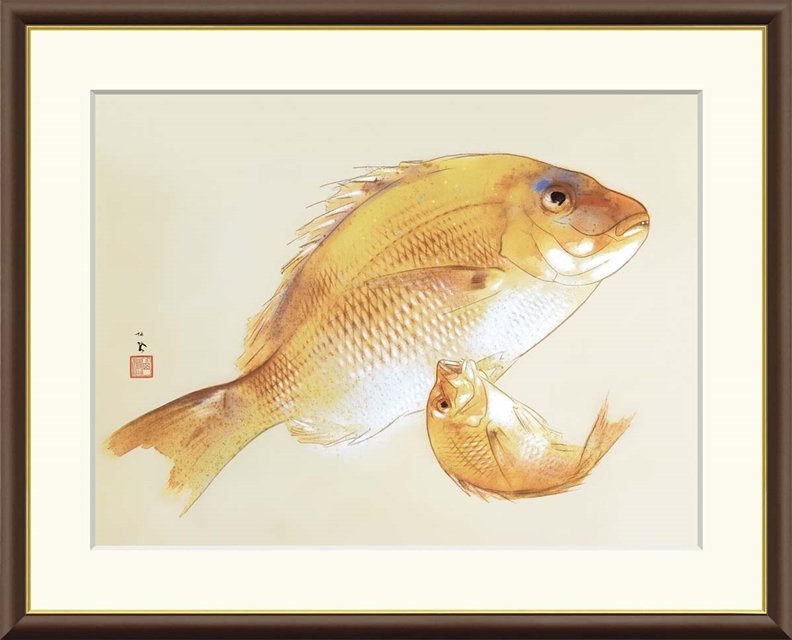 高精細デジタル額装版画 日本の名画 竹内栖鳳 (たけうち せいほう) 「 海幸 」 サイズ F4号拍卖