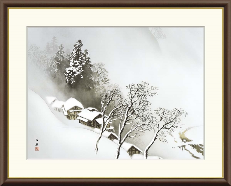 高精細デジタル額装版画 日本の名画 川合玉堂 (かわい ぎょくどう) 「 吹雪 」 サイズ F8号拍卖