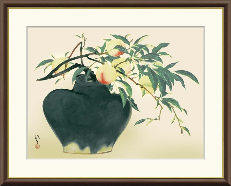 高精細デジタル額装版画 日本の名画 小林古径 (こばやしこけい) 「 桃 」 サイズ F8号拍卖