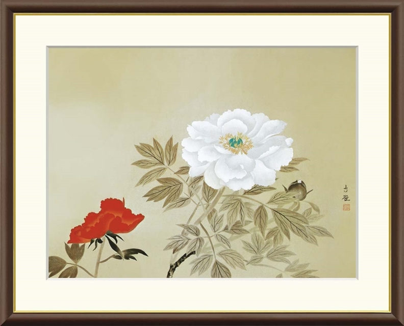 高精細デジタル額装版画 日本の名画 小林古径 (こばやしこけい) 「 牡丹 」 サイズ F4号拍卖