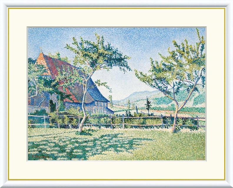 高精細デジタル額装版画 世界の名画 シニャック 「 牧草地 コンブラ・ル・シャトー 」 サイズ F8号拍卖