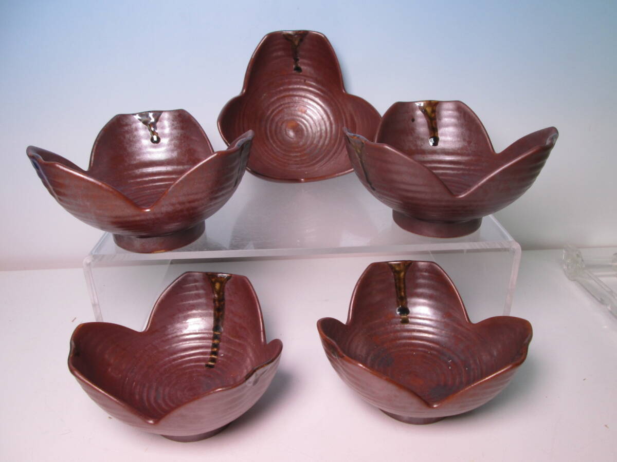 ☆お料理屋さんの器 魯山人写 監修・平野雅章 割山椒 向付 五客 紙箱付 美食器揃の内⑥ 小鉢/懐石/割烹/日本料理拍卖