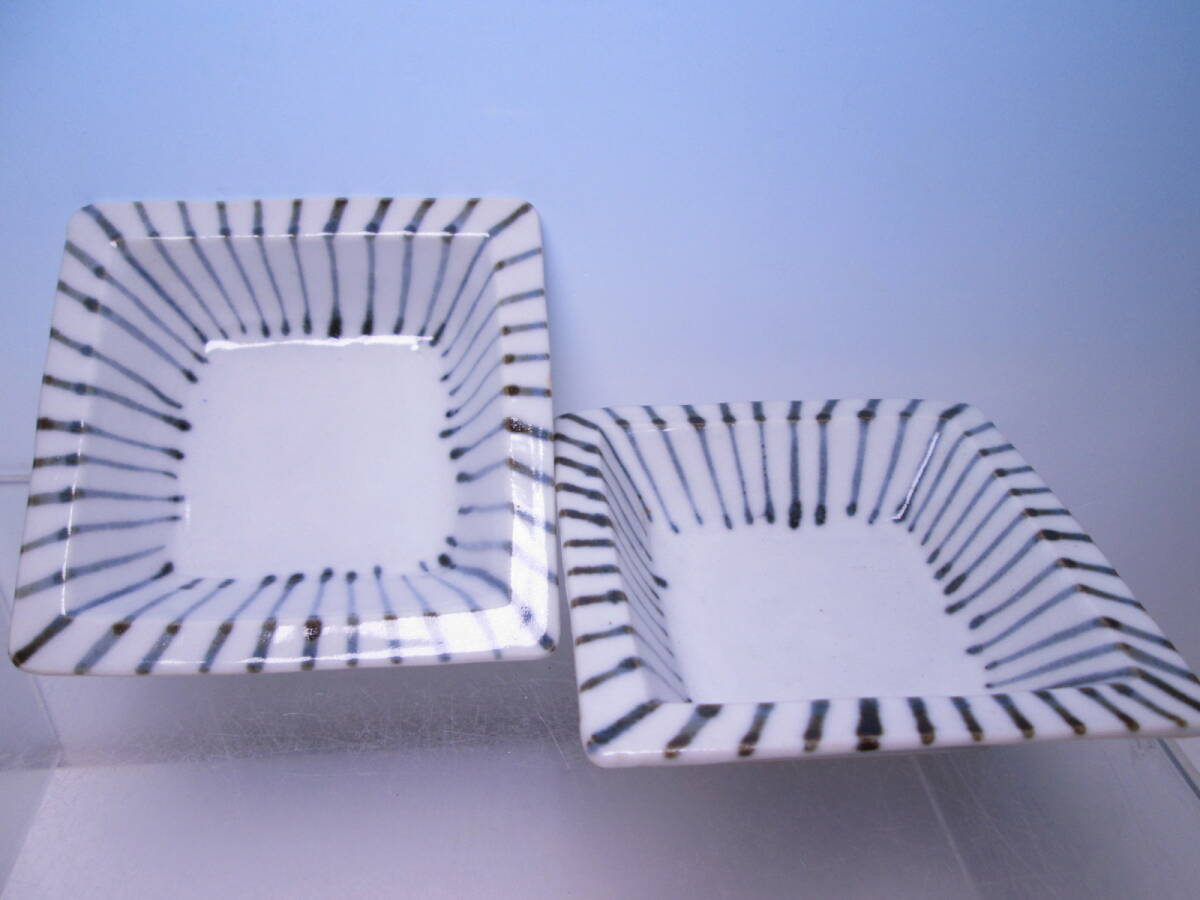 ☆お料理屋さんの器 染付 四方向付 二客 箱無 小鉢/懐石/割烹/日本料理拍卖