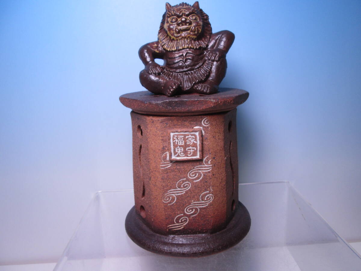 ☆お料理屋さんの店飾り『家守福鬼』灯篭 鎮座する鬼 箱無 行燈/アロマ/縁起/家内安全/魔除け拍卖