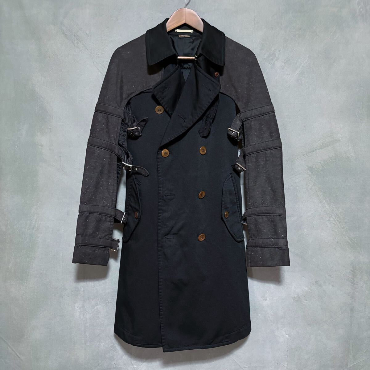 COMME des GARCONS HOMME PLUS コムデギャルソンオムプリュス AD2016 平和の鎧 縮絨 ギミック トレンチ コート size.S ブラック archive拍卖