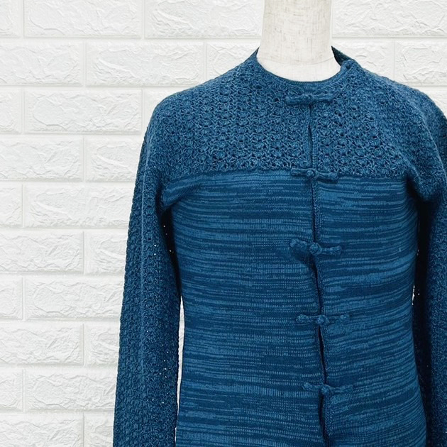 【A1375】LULUAN & PART II ルルアン&パート2 ニット アンサンブル カーディガン&セーター レディース 花刺繍入り アジアン風 Mサイズ拍卖