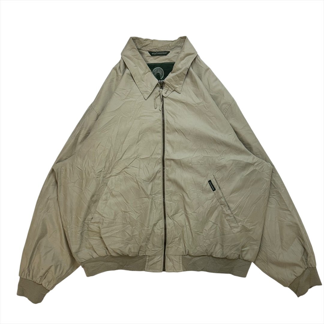 スイングトップ ジャケット ベージュ 古着 メンズ XL リブ オーバーサイズ ストリート拍卖