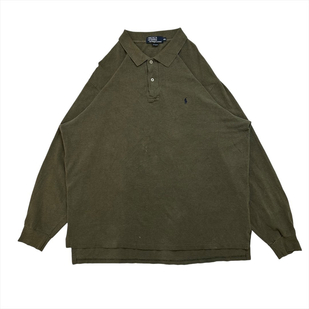 ポロ ラルフローレン ポロシャツ ブラウン POLO Ralph Lauren 古着 メンズ XXL 長ポロ 刺繍ロゴ 紳士 ゴルフ拍卖