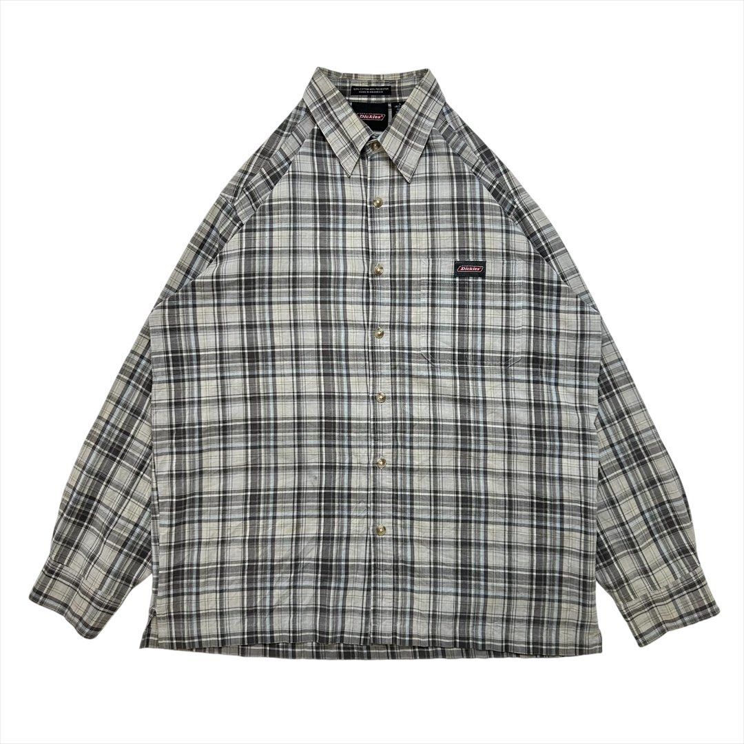 ディッキーズ シャツ 長袖 チェック Dickies 古着 メンズ L ワークシャツ ストリート ヒップホップ拍卖