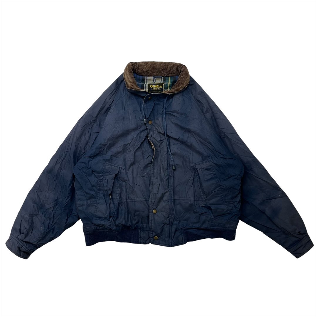 【訳アリ】 Oshkoshオシュコシュ ジャケット ネイビー 古着 メンズ XL 襟コーデュロイ 裏地チェック柄 シティボーイ拍卖