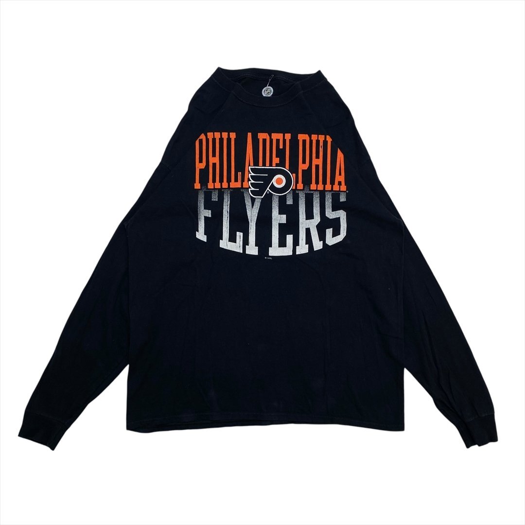 NHL Tシャツ 長袖 ブラック 古着 メンズ FREE アイスホッケー PHILADELPHIA FLYERS クリーニング済み拍卖