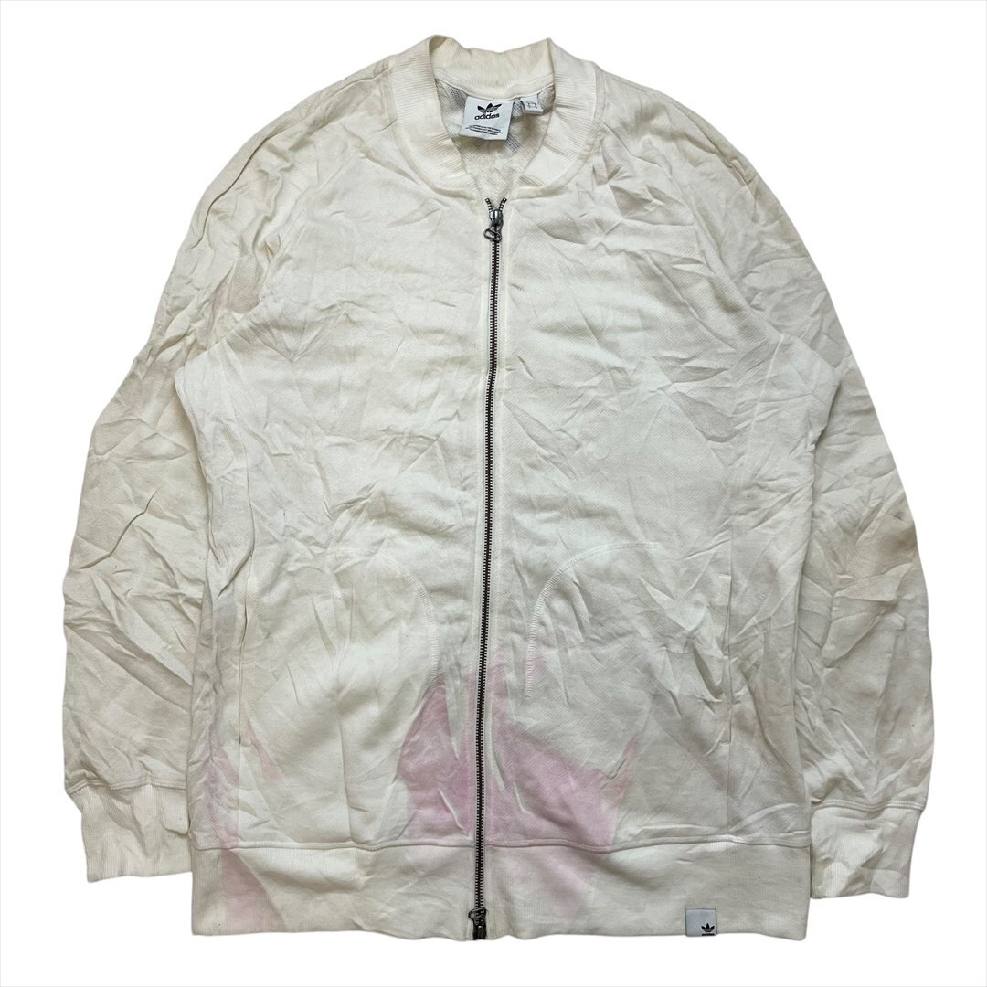 【訳アリ】 アディダス ジャケット ホワイト adidas 古着 メンズ L ラグラン スウェットブルゾン拍卖