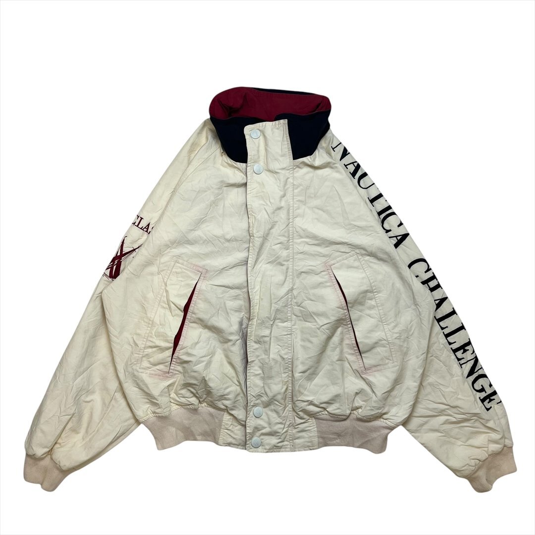 【訳アリ】 ノーティカ ジャケット ホワイト NAUTICA 古着 メンズ L 90s ストリート ヒップホップ拍卖