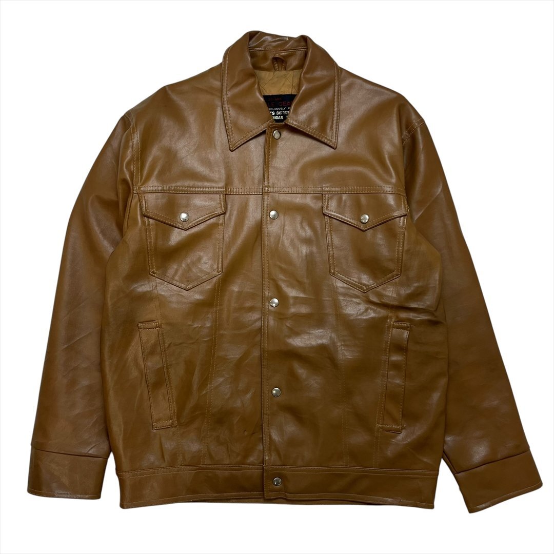 【訳アリ】 ジャケット ブラウン 古着 メンズ FREE 裏地キルティング アメカジ バイカー拍卖