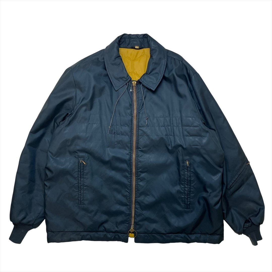 【訳アリ】 GREAT WESTERN ジャケット ネイビー 古着 メンズ FREE サイズ50 裏地キルティング ヴィンテージ オーバーサイズ拍卖