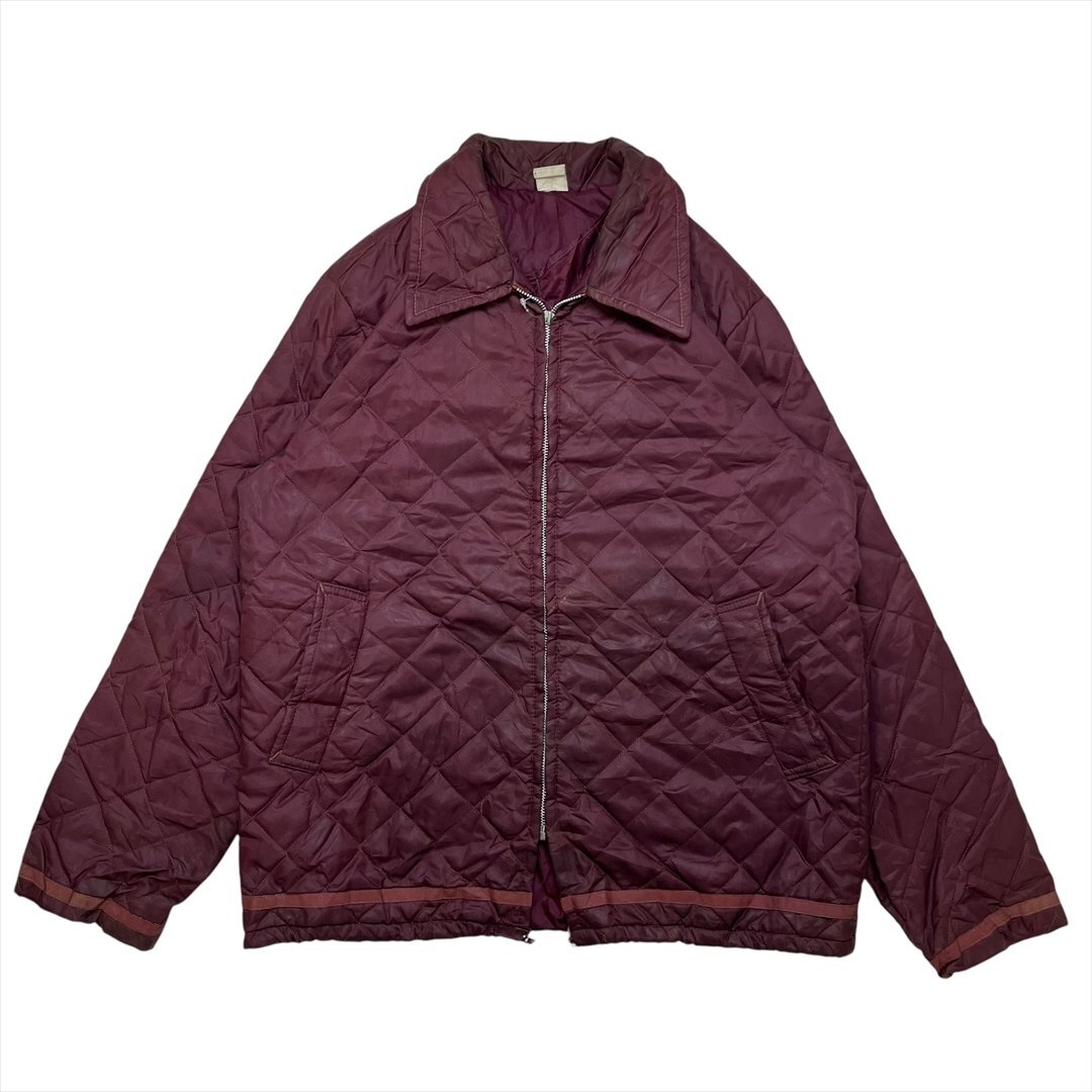 【訳アリ】 70s モンゴメリーワード ジャケット ワインレッド 古着 メンズ FREE アメカジ オーバーサイズ キルティングジャケット拍卖