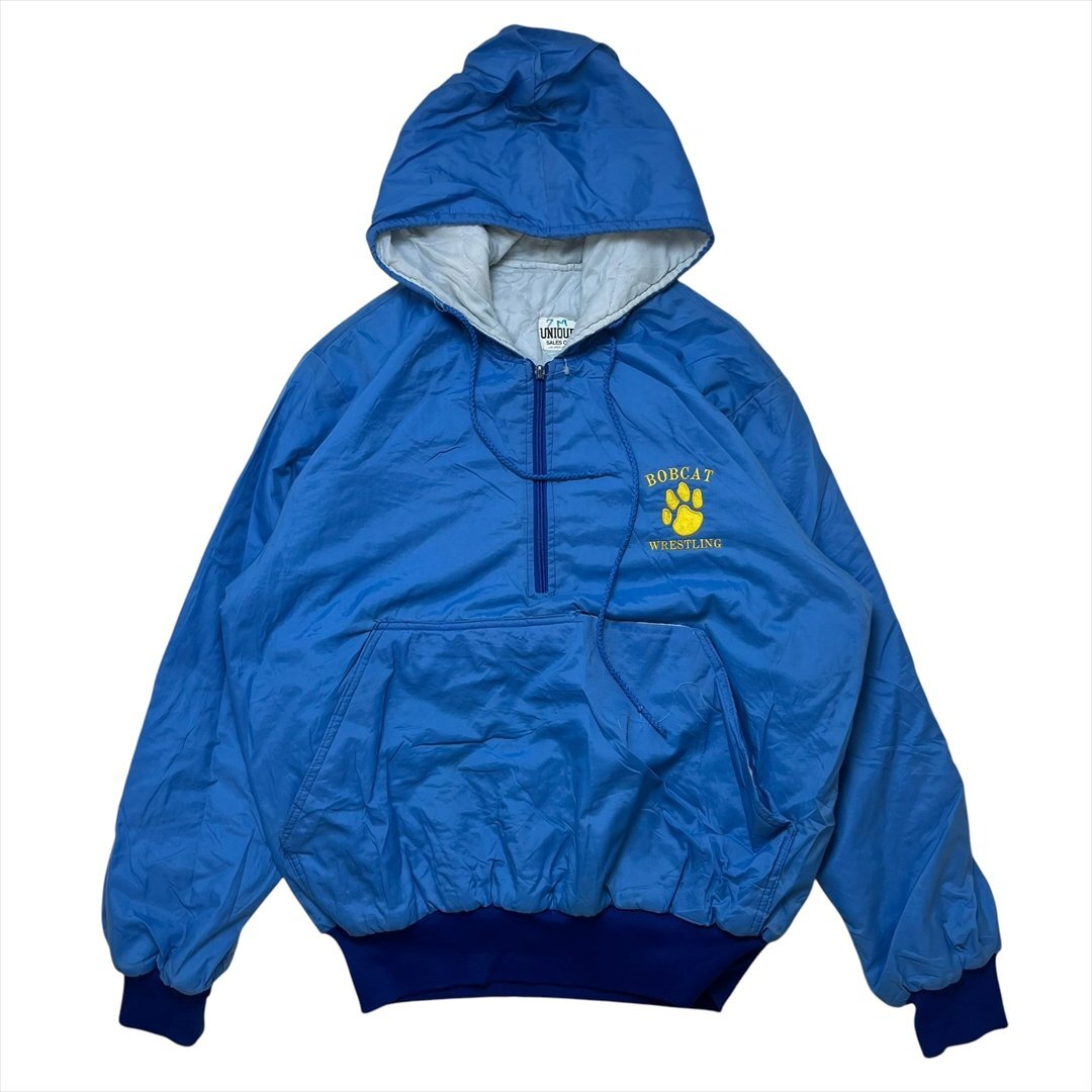 【訳アリ】 トップス ブルー 古着 メンズ FREE ナイロンハーフジップ スポーツチーム拍卖