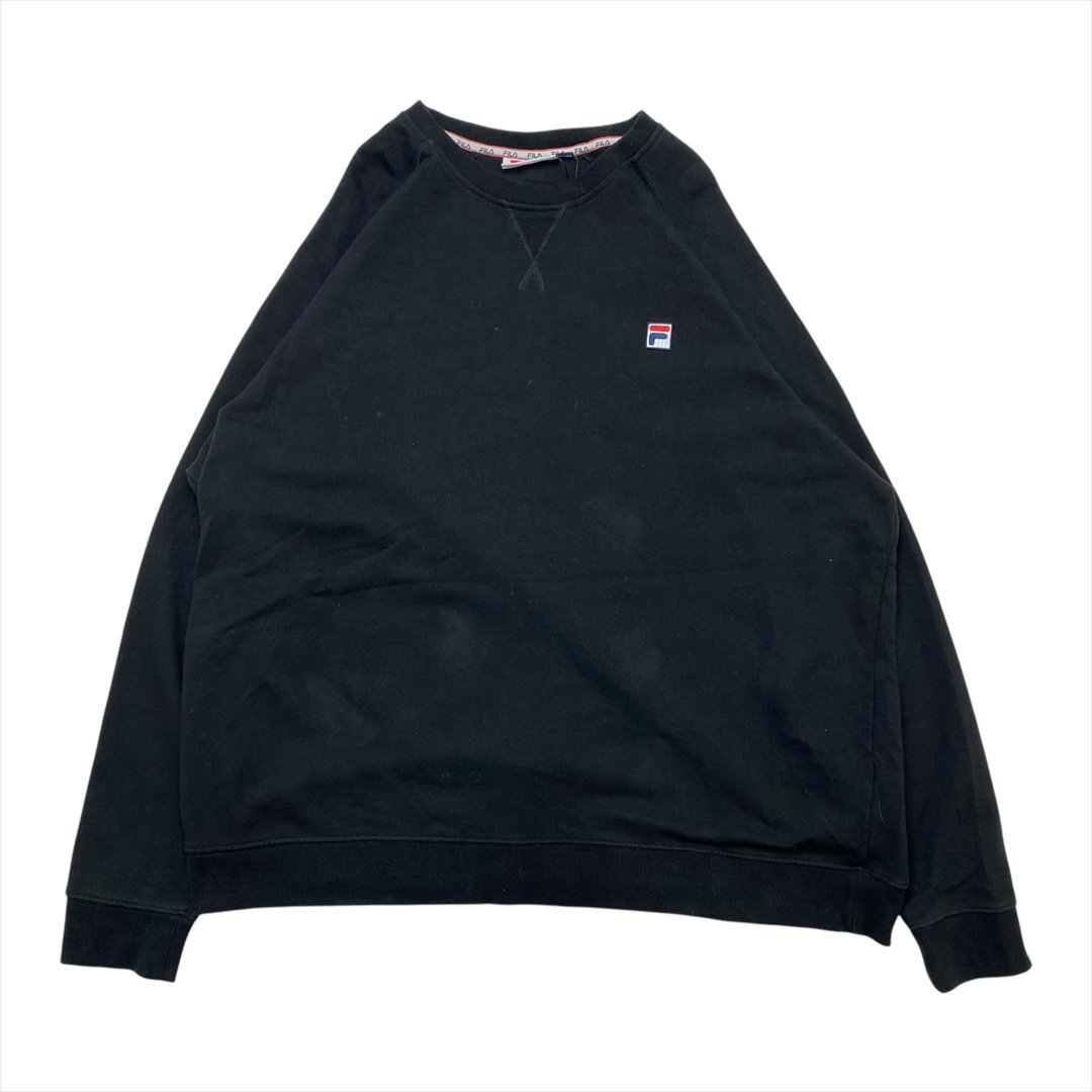 フィラ スウェット ブラック FILA 古着 メンズ 3XL 刺繍ロゴ ワンポイント クリーニング済み拍卖