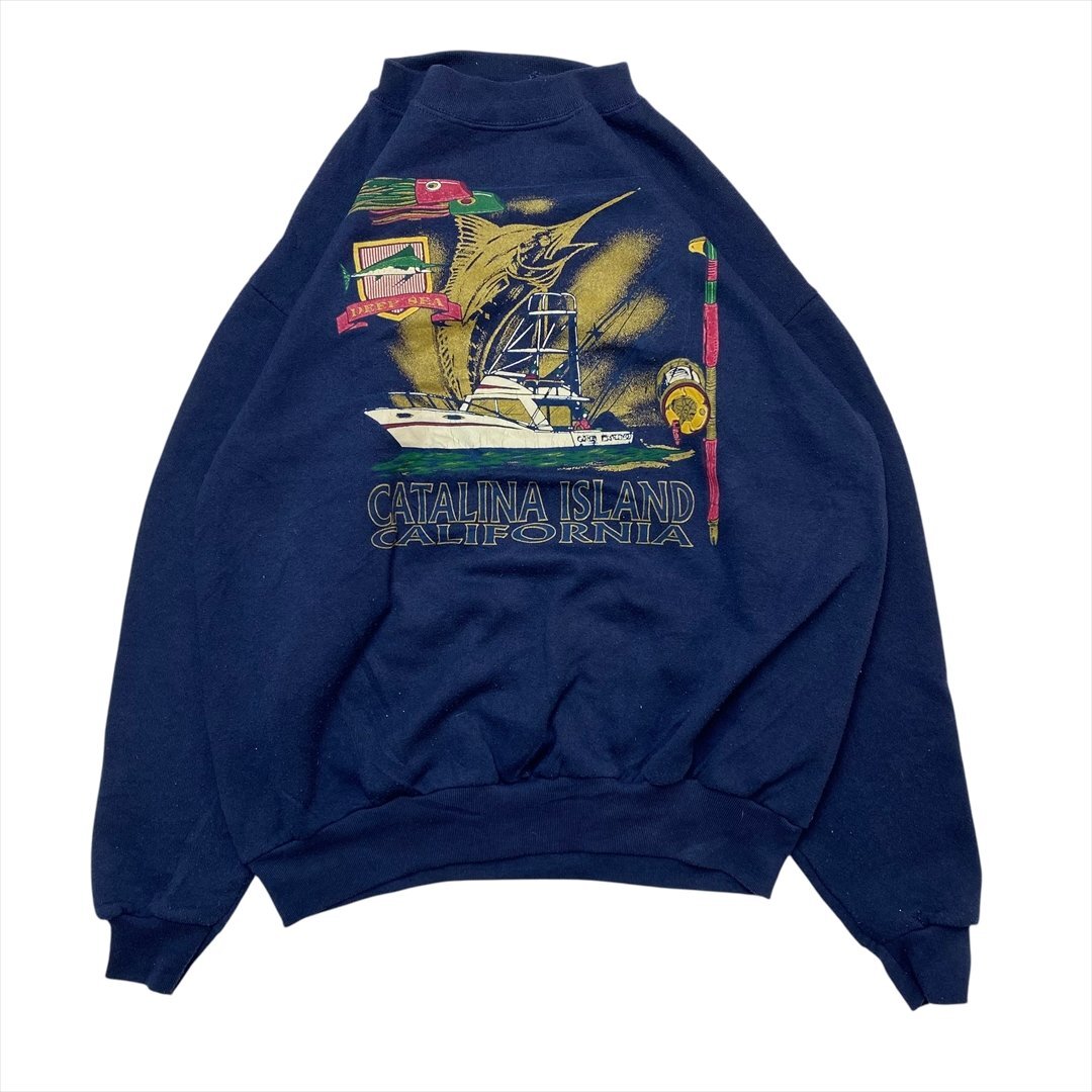90s TULTEX スウェット ネイビー 古着 メンズ M フィッシュ カジュアル ストリート クリーニング済み拍卖