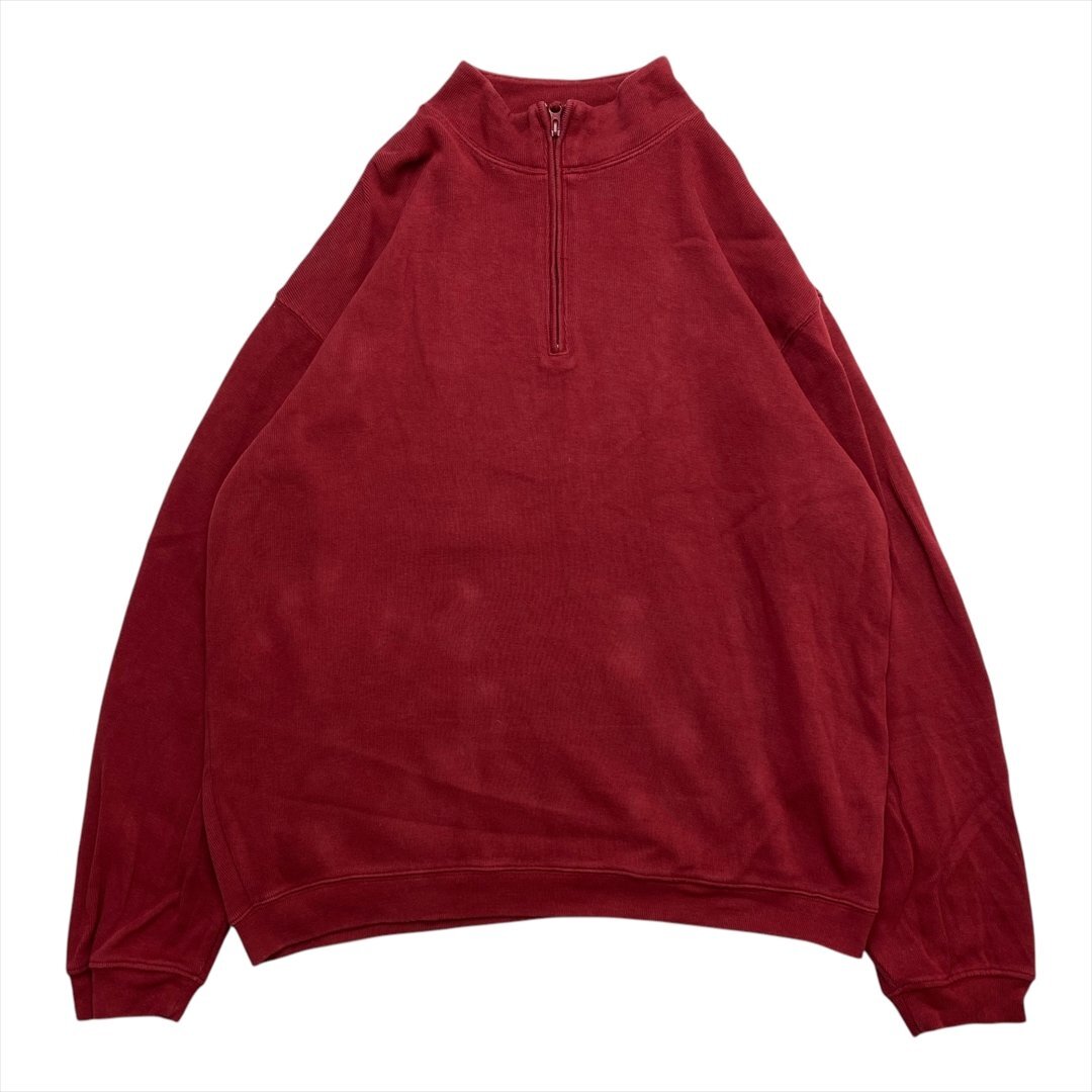 ウールリッチ ニット セーター ワインレッド Woolrich 古着 メンズ XL ハーフジップ 無地 ノームコア クリーニング済み拍卖