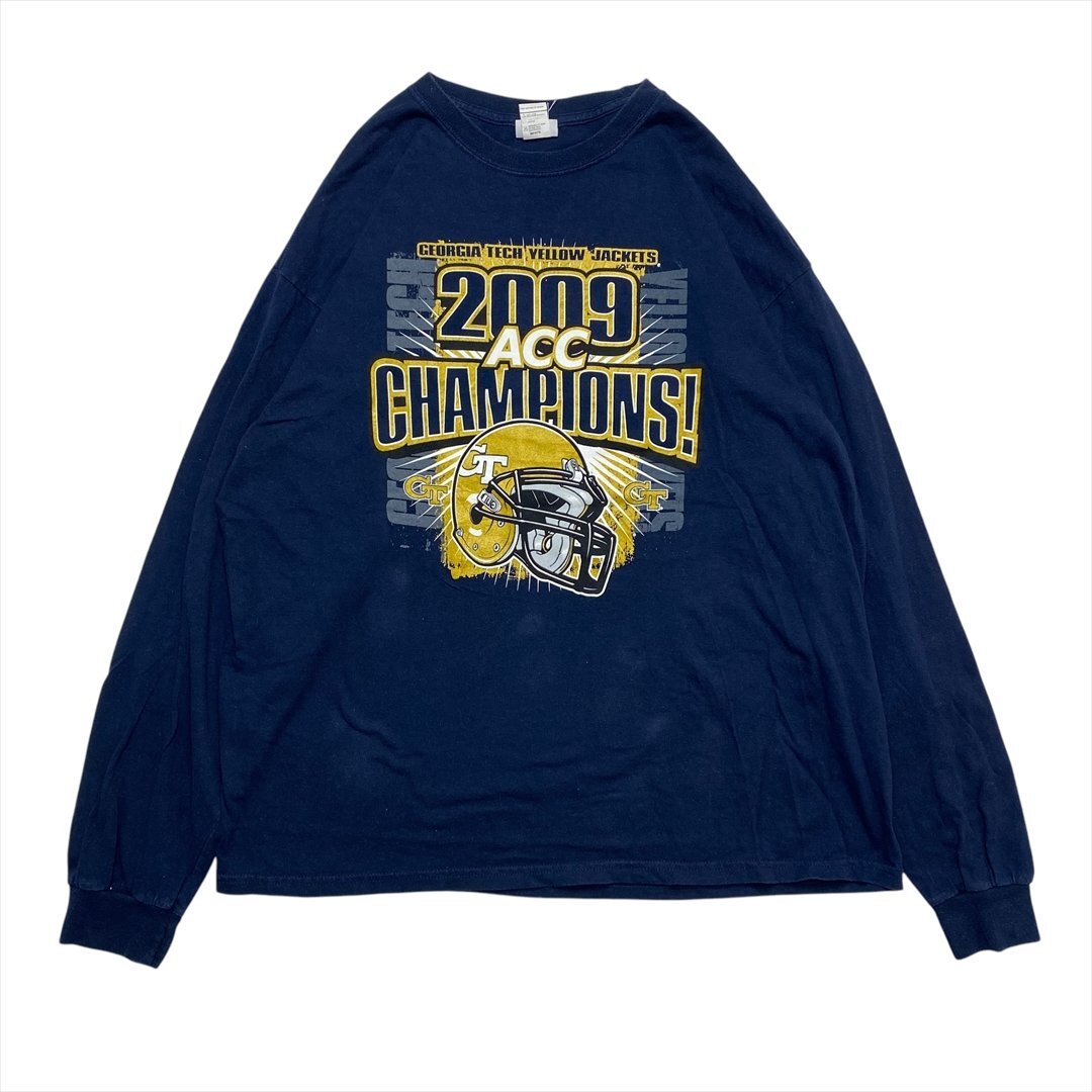 ジョージア工科大学 Tシャツ 長袖 ネイビー 古着 メンズ XL ACC 2009 アメフト カレッジ クリーニング済み拍卖