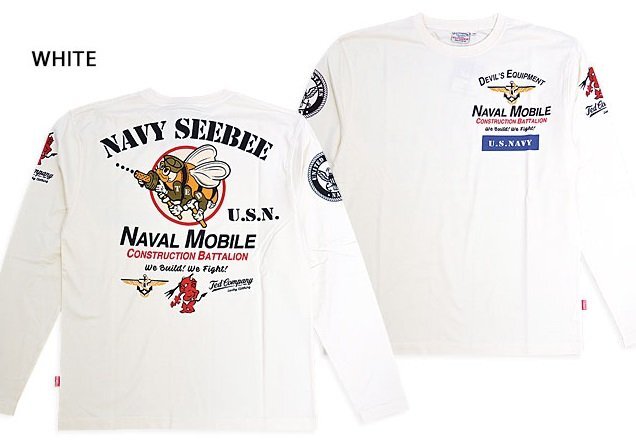 NAVY SEEBEE長袖Tシャツ◆TEDMAN/テッドマン ホワイトXLサイズ(サイズ44)TDLS-366 エフ商会 ミリタリー ロングTシャツ efu拍卖