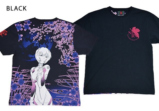 EVANGELION×錦 綾波満桜華半袖Tシャツ◆錦 ブラックXXLサイズ 554218 和柄 和風 エヴァンゲリオン 刺繍拍卖