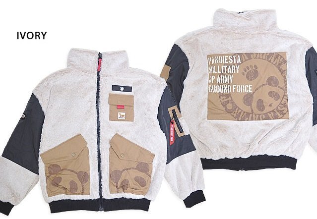 ミリタリー切替フェイクファージャケット◆PANDIESTA JAPAN アイボリーXXLサイズ 564202 パンディエスタジャパン パンダ アウター拍卖