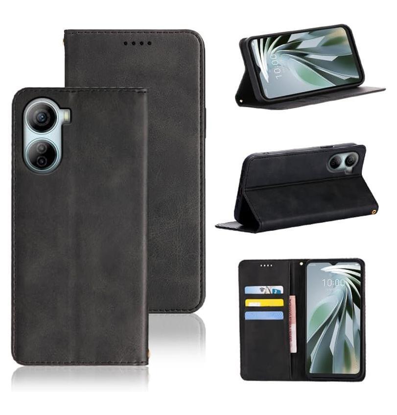 Libero5GIVケース 手帳型 A302ZT PUレザー カード収納 スタンド機能付き ブラック ay181拍卖