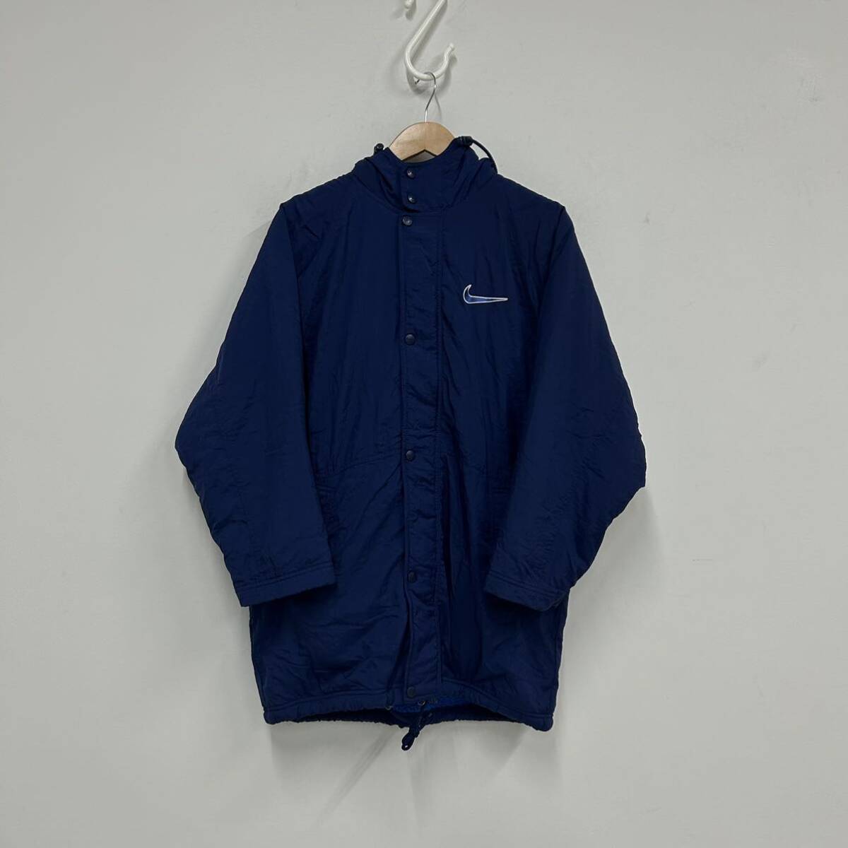ナイキ NIKE ベンチコート 90年代 00年代 キッズ サイズL 裏ボア ネイビー系 a351拍卖
