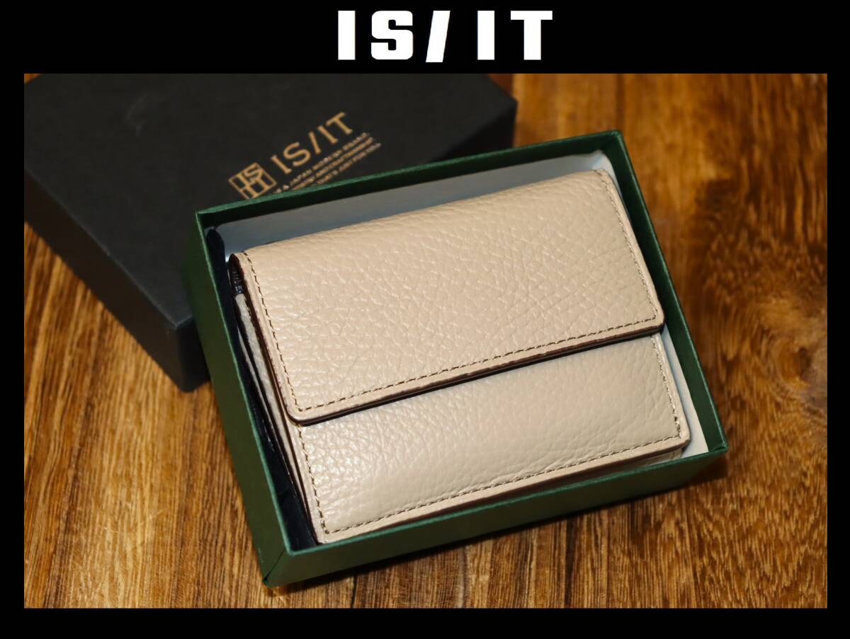 送料無料 特価即決【未使用】 IS/IT ★ イタリアンシュリンクレザー 牛革 三つ折り財布 ★ イズイット 税込定価1万2100円 982602 併拍卖