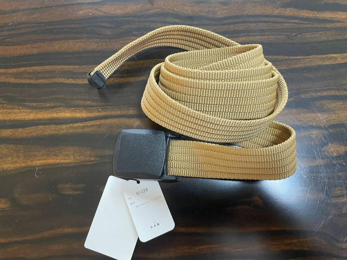 新品未使用 Made in Japan ナイロンベルト キャラメル色 ベルト部長約125センチ 幅3センチ拍卖