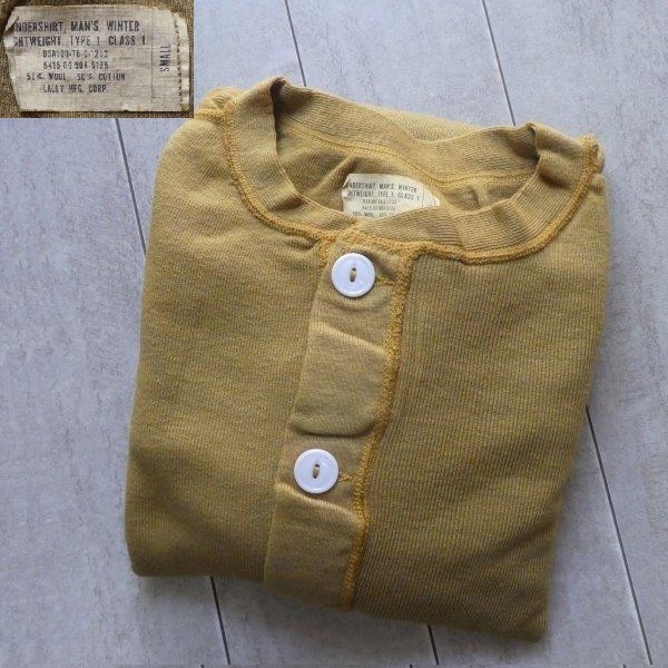 70s US ARMY UNDERSHIRT 未使用 ヘンリーネック マスタード拍卖